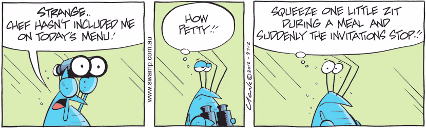 Swamp Cartoon - Bob the Crayfish has Pimples ComicJuly 25, 2014