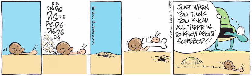 Swamp Cartoon - Snail Burying Bone ComicOctober 24, 2012
