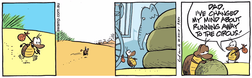 Swamp Cartoon - Dung Beetle CircusJuly 23, 2014