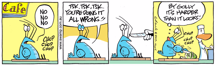 Bob Crayfish is telling Chef he's doing it's wrong so he suggest you give it a go. Swamp Cartoon - You Give it a GoAugust 5, 2025