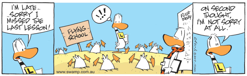 Swamp Cartoon - Tough Flying Lesson ComicNovember 28, 2013