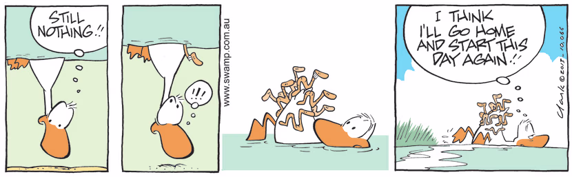 They say the early bird gets the worm but that's not working out for this duck. Swamp Cartoon - Early Bird Gets the WormSeptember 29, 2025