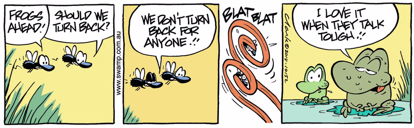 Swamp Cartoon - Wart Frog Eats Flies ComicApril 9, 2014