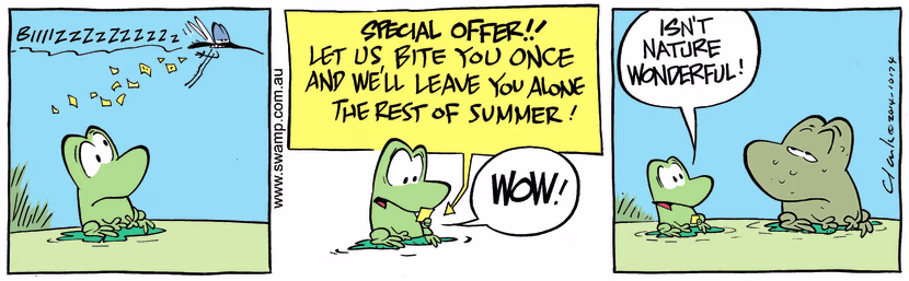 Swamp Cartoon - Mort and Wart Frogs Mosquitoes ComicMay 5, 2014