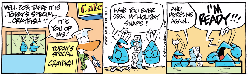 Swamp Cartoon - Bob the Crayfish Holiday Snaps ComicMay 12, 2014