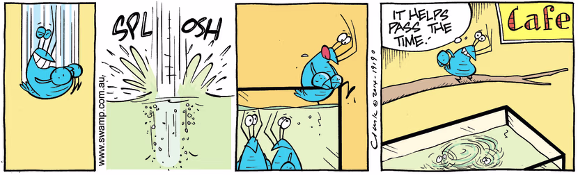 Swamp Cartoon - Bob the Crayfish Splashing ComicJune 5, 2014