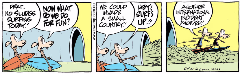 Swamp Cartoon - Swamp Rats Surfing ComicJune 20, 2014