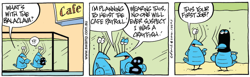 Swamp Cartoon - Bob the Crayfish Balaclava ComicJune 23, 2014