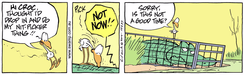 Swamp Cartoon - Nit Picker Bird ComicAugust 13, 2014