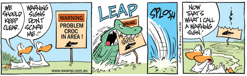 Swamp Cartoon - Problem Croc Sign ComicAugust 19, 2014