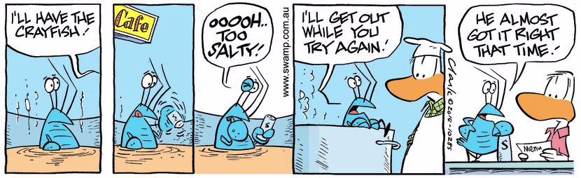 Swamp Cartoon - Bob the Crayfish Salty ComicDecember 5, 2014