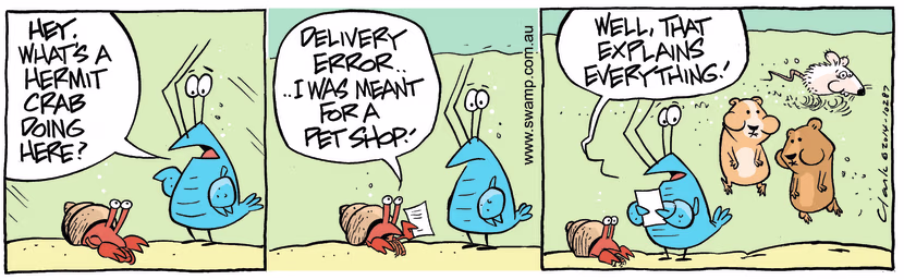 Swamp Cartoon - Bob Crayfish Hermit Crab ComicDecember 8, 2014