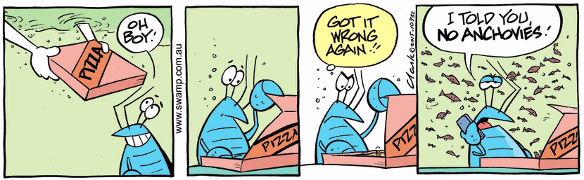 Swamp Cartoon - Bob Crayfish Anchovies ComicFebruary 9, 2015