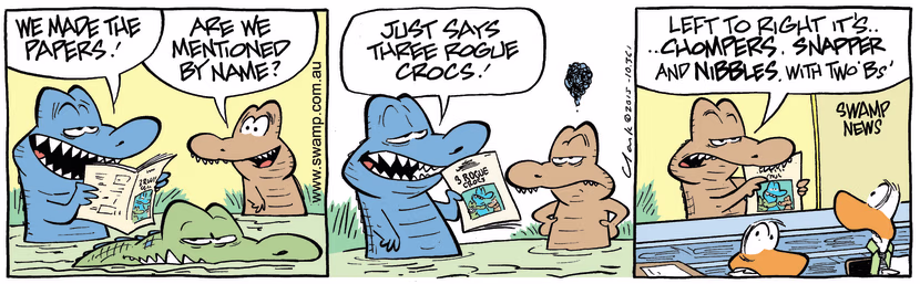 Swamp Cartoon - Three Rogue Crocodiles ComicMarch 14, 2015