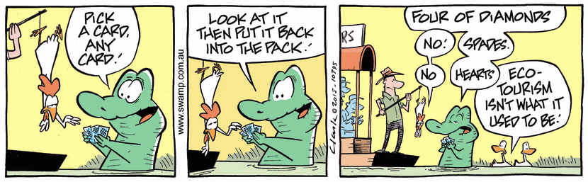 Swamp Cartoon - Old Man Croc Card Game ComicApril 23, 2015