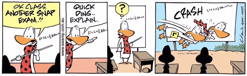 Swamp Cartoon - Ding Duck Snap Exam ComicAugust 17, 2015