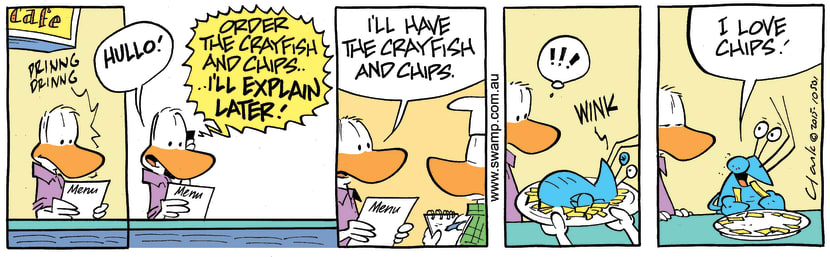 Swamp Cartoon - Order Crayfish and ChipsAugust 12, 2024