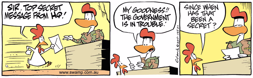 Swamp Cartoon - Carrier Pigeon Secret ComicOctober 7, 2015