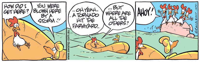 Swamp Cartoon - Lucky Mascot Chickens ComicNovember 4, 2015