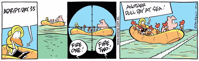 Swamp Cartoon - Lucky Mascot Adrift ComicNovember 18, 2015