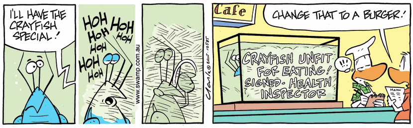 Swamp Cartoon - Bob Crayfish Unfit Eating ComicDecember 2, 2015