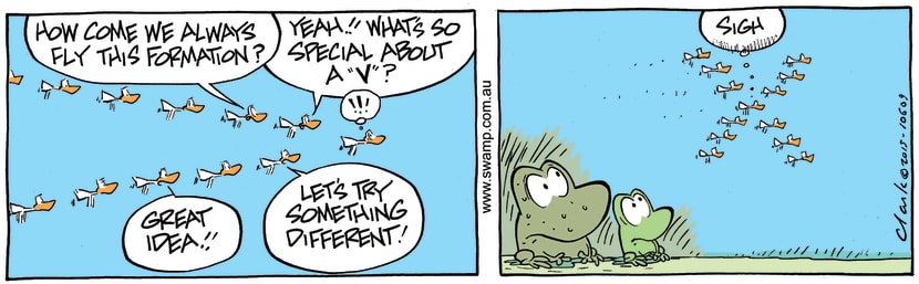 Swamp Cartoon - Ducks Formation Flying ComicDecember 31, 2015