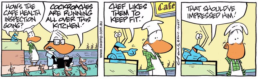 Swamp Cartoon - Swamp Cafe Cockroaches ComicMarch 5, 2016