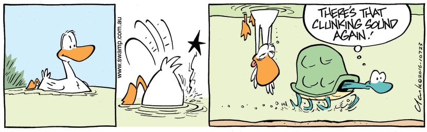 Swamp Cartoon - Swamp Duck Hits TurtleMay 11, 2016