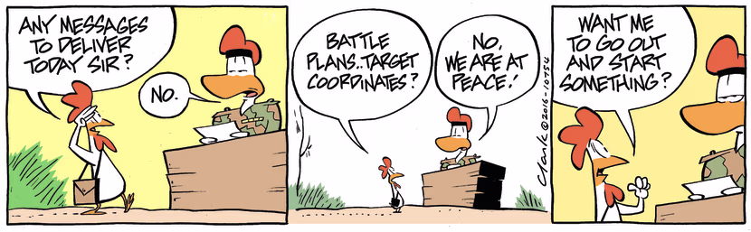 Carrier Pigeon is reporting to Army Sergeant asking any messages to deliver such as battle plans, target coordinates. Swamp Cartoon - Reporting to Army SergeantJuly 27, 2022