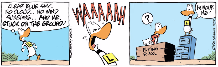 Swamp Cartoon - Ding Duck Blue Sky ComicJune 17, 2016