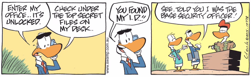 Swamp Cartoon - Swamp Security Duck Office ComicJuly 14, 2016