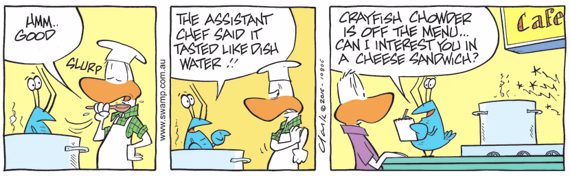 Swamp Cartoon - Bob Crayfish Dishwater ComicAugust 16, 2016