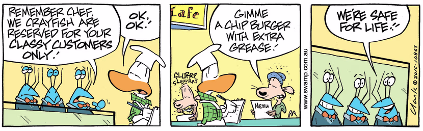 Swamp Cartoon - Crayfish Classy Customers ComicOctober 24, 2016