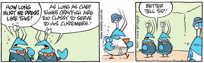 Swamp Cartoon - Crayfish Well Dressed ComicOctober 28, 2016