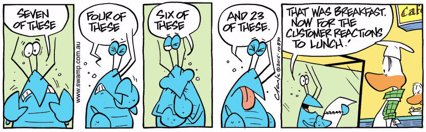 Swamp Cartoon - Bob Crayfish Lunch Reactions ComicNovember 22, 2016