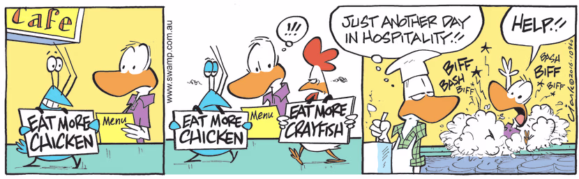 Swamp Cartoon - Bob Crayfish Hostilities ComicFebruary 13, 2017