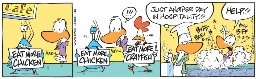 Swamp Cartoon - Bob Crayfish Hostilities ComicFebruary 13, 2017