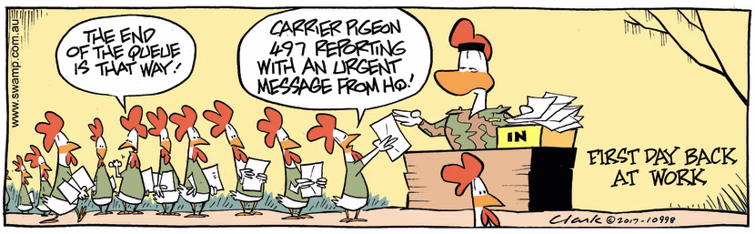 Swamp Cartoon - Carrier Pigeon Work ComicMarch 29, 2017
