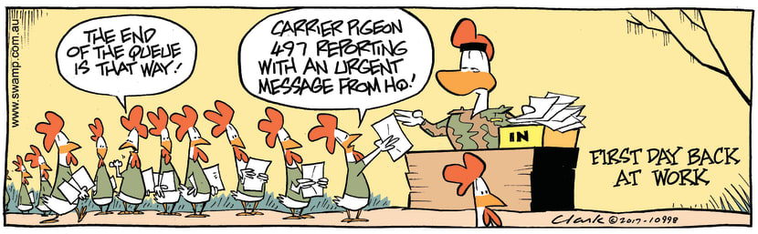Swamp Cartoon - Carrier Pigeon Work ComicMarch 29, 2017