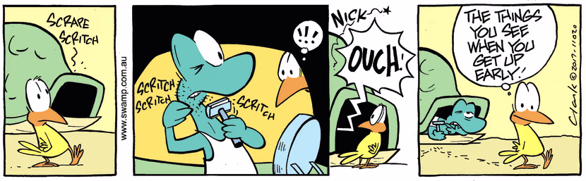Swamp Cartoon - Turtle Shaving ComicApril 24, 2017