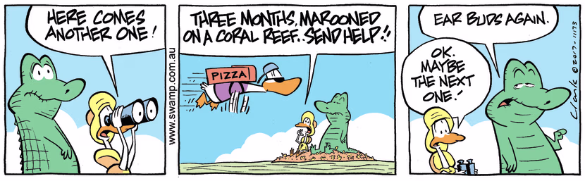 Swamp Cartoon - Old Man Croc Ear Buds ComicOctober 19, 2017