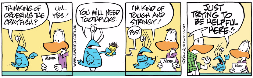 Swamp Cartoon - Bob Crayfish Toothpick ComicNovember 4, 2017