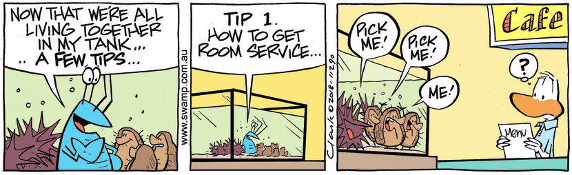 Swamp Cartoon - Bob Crayfish Tips ComicMarch 7, 2018