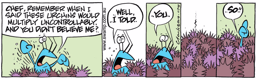 Swamp Cartoon - Bob Crayfish Urchins Overload ComicMarch 29, 2018