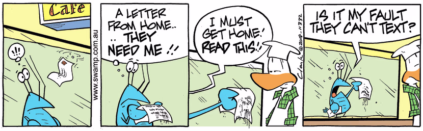 Swamp Cartoon - Bob Crayfish letter ComicApril 25, 2018