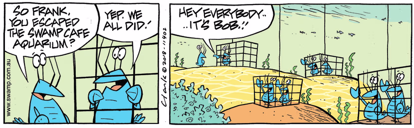 Swamp Cartoon - Bob Crayfish Escapees ComicJuly 14, 2018