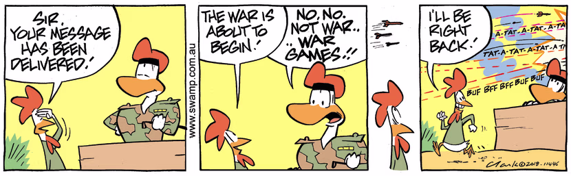 Swamp Cartoon - Carrier Pigeon War Message ComicSeptember 4, 2018