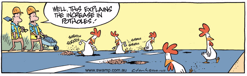 Swamp Cartoon - Swamp Chicken Potholes ComicSeptember 19, 2018