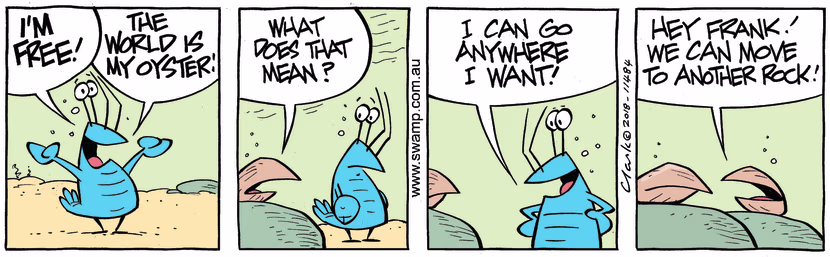 Swamp Cartoon - Bob Crayfish Oyster ComicOctober 18, 2018