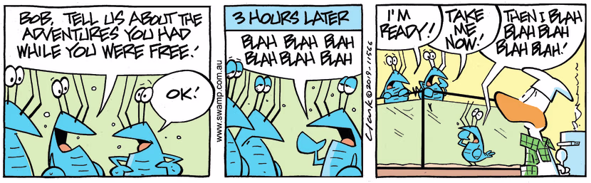 Swamp Cartoon - Crayfish Bored ComicJanuary 29, 2019
